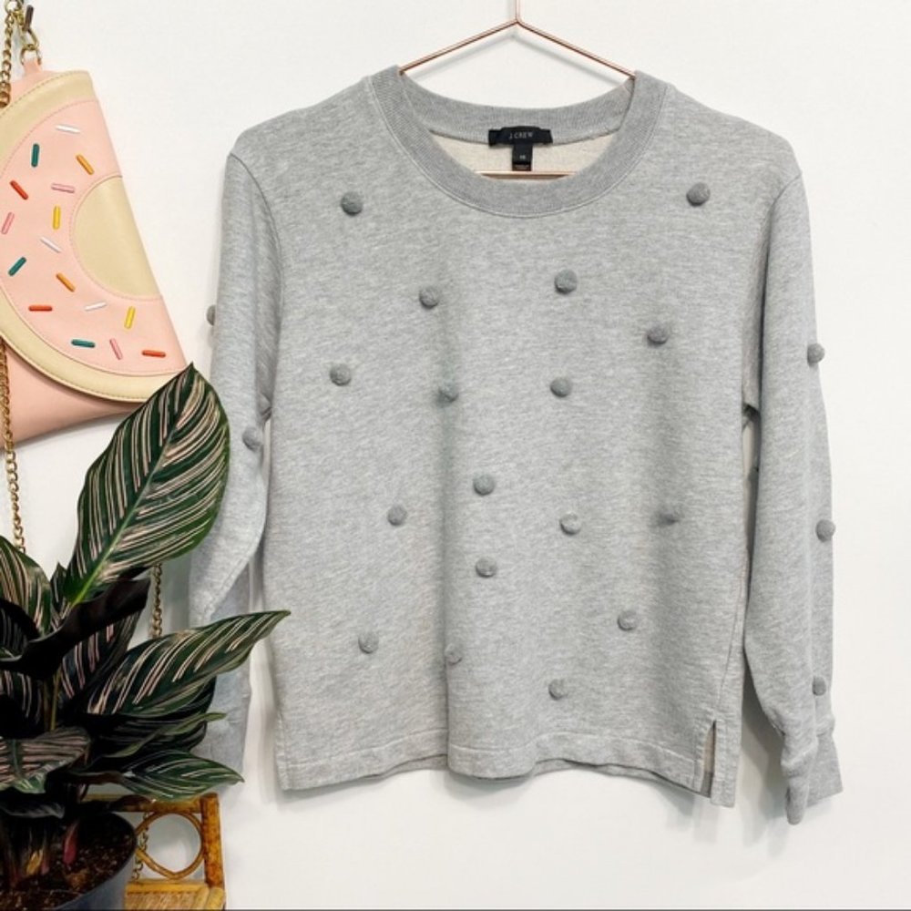 j.crew | pom pom lounge sweatshirt heather grey xs